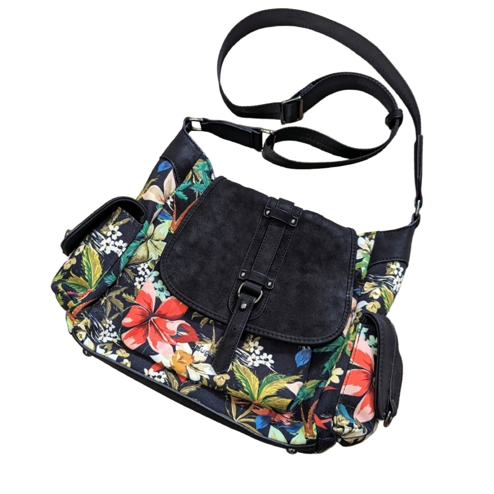 Desigual artsy artsy satchel bag purse crossbody floral flowers tropical
